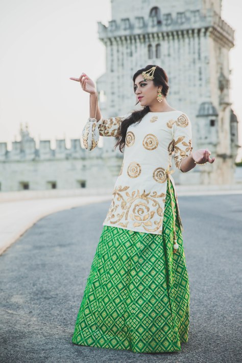 Eid Look: Benarasi Brocade Skirt & Short Kurti by Tanusree